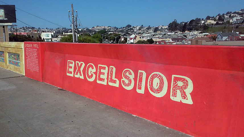 Mission Street Bridge, Mural celebrating Diversity in the Excelsior